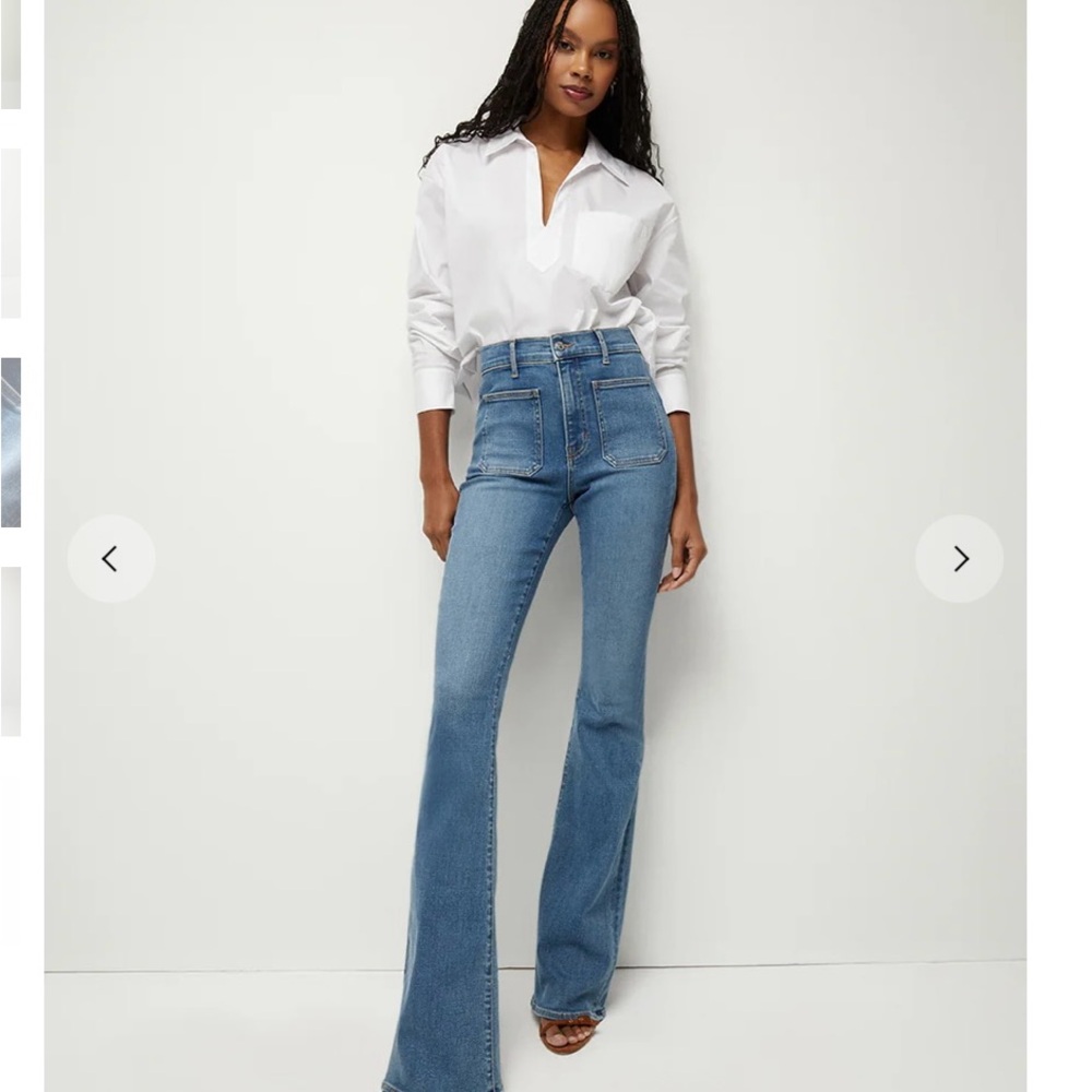 Veronica Beard Blue Flare Wide Leg Jeans